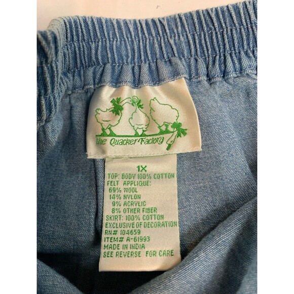 Quacker Factory Skirt Duo Womans 1X Blue Denim Blouse and Skirt with Snowman - Picture 8 of 13